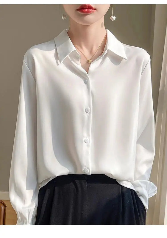 Fashion Loose Solid Color Turn - down Collar Simplicity - View 13 | SAMAG