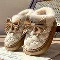 Platform Ankle Boots Female Bowknot Luxury Designer Indoor Fluffy Women's Slippers Trend Winter Snow Booties Flat Plush Footwear