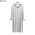 2026 Spring Summer Men's Modal Robes Pajamas Shower Mid-long Knee Length Thin Bathrobe Loose Plus Size Man Homewear Sleep Dress
