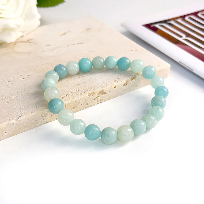 Natural Stone Beads Bracelet For Women Men Agate Crystal Quartzs Aquamarines Jades Jewelry Agates Elastic Bangle Bracelets 6 8mm