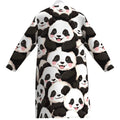 Men's soft panda print kimono bathrobe, cute cartoon national treasure pattern long-sleeved home clothes, casual nightgown