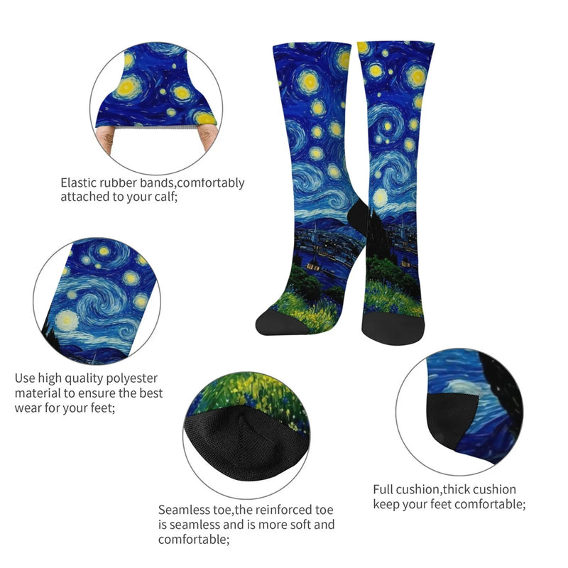 Van Gogh style starry night men's socks retro casual | SAMAG