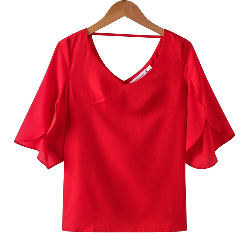 Summer New Casual Women Chiffon Shirt Female Lotus Leaf - View 9 | SAMAG