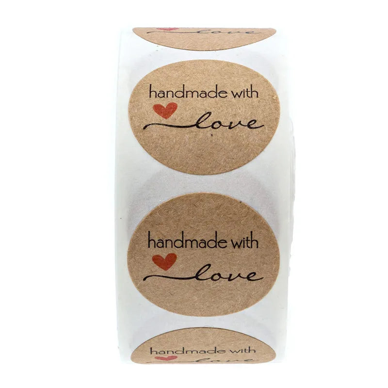 50-500pcs Kraft Paper Homemade With Love Stickers Scrapbooking For Envelope And Package Seal Labels Sticker Stationery Handmade