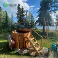 Customized Outdoor Hot Water Bath Bucket Wood Fired Heating System Wooden Bathtub Comfortable Soaking Hot Tub