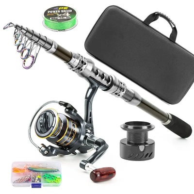 Carbon Fiber Telescopic Lure Fishing Rod Spinning Reel | SAMAG