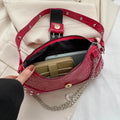 Y2K Vintage Gothic Cool Shoulder Underarm Tote Bag Ladies Sling Bags Leather Rock Girls Zip Purses Casual Bagutte Women Handbags
