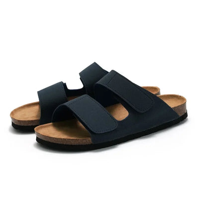 Classic Men Leather Cork Sandals Slippers Luxury Brand | SAMAG