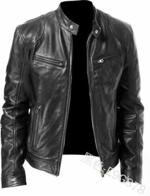 Business Style PU Leather Jacket Stand Collar Slim Fit Zipper Coat Multiple Colors Autumn New Arrival Fashion Urban Outerwear
