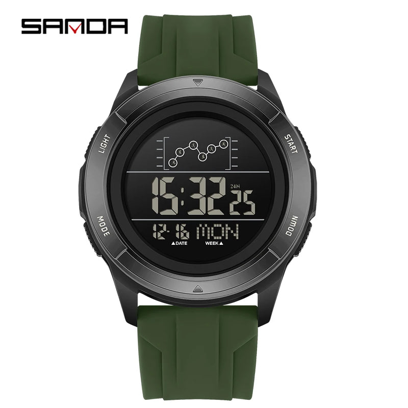 SANDA 2198 Timing Men's Electronic Watch Outdoor Climbing Sports Waterproof LED Large Dial Alarm Clock - Visuel 14 | SAMAG