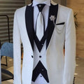 Men's Solid Slim Fit 3-Piece Business Suit Set with Blazer Vest And Pants for Wedding Party Luxury Fashion Tuxedo