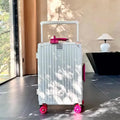 Aluminum Frame Wide Handlebar Rolling Luggage with Colorful Silent Spinner Wheels and TSA Lock Large Capacity Trolley Suitcase