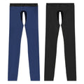 2 Open crotch thermal pants men's thin leggings middle-aged elderly long johns autumn and winter tight inner threads