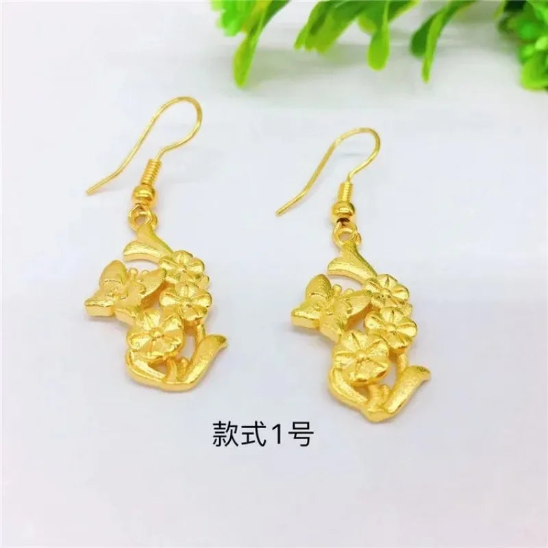NovaGlod  24K real gold summer tassel earrings for women's fashion 9999 real gold earrings flower gold jewelry accessories