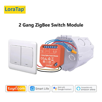 LoraTap Tuya ZigBee 3.0 2 Gang Light Switch Relay Module | SAMAG