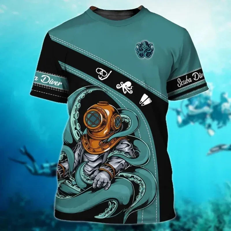 Tentacle Organism Pattern T - Shirt For Men Retro Ocean - View 15 | SAMAG