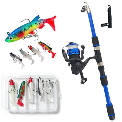Telescopic Fishing Rod Reel Combo with Swimbaits Tackle | SAMAG