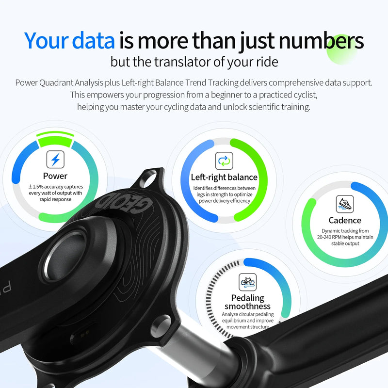 GEOID PM500 Road Bike Power Meter 110BCD 4-Bolt Crankset 24mm Spindle ANT+ Bluetooth Compatible for Shimano