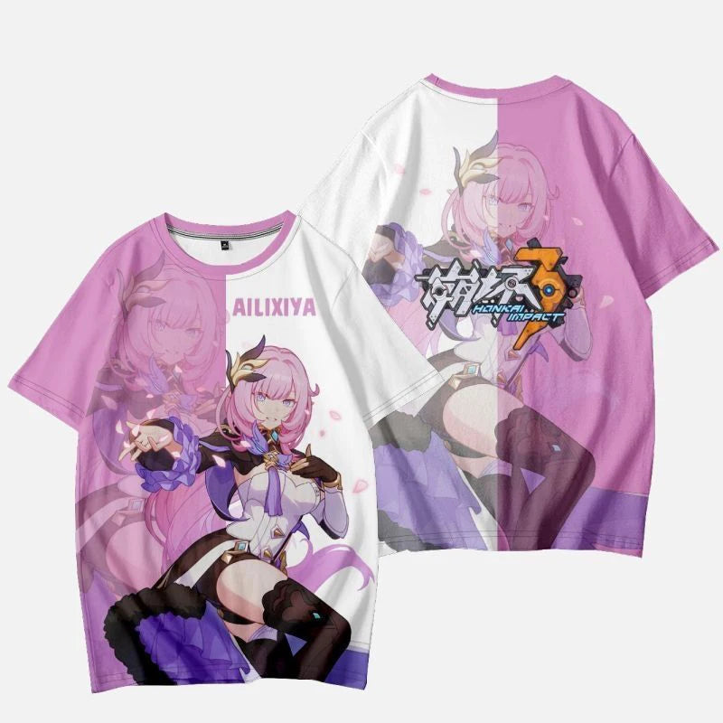 Elysia Honkai Impact 3 Role Playing T-Shirts New Arrival 3D Print Kids Anime Tees Summer Men Women Harajuku Short Sleeve Y2k Top