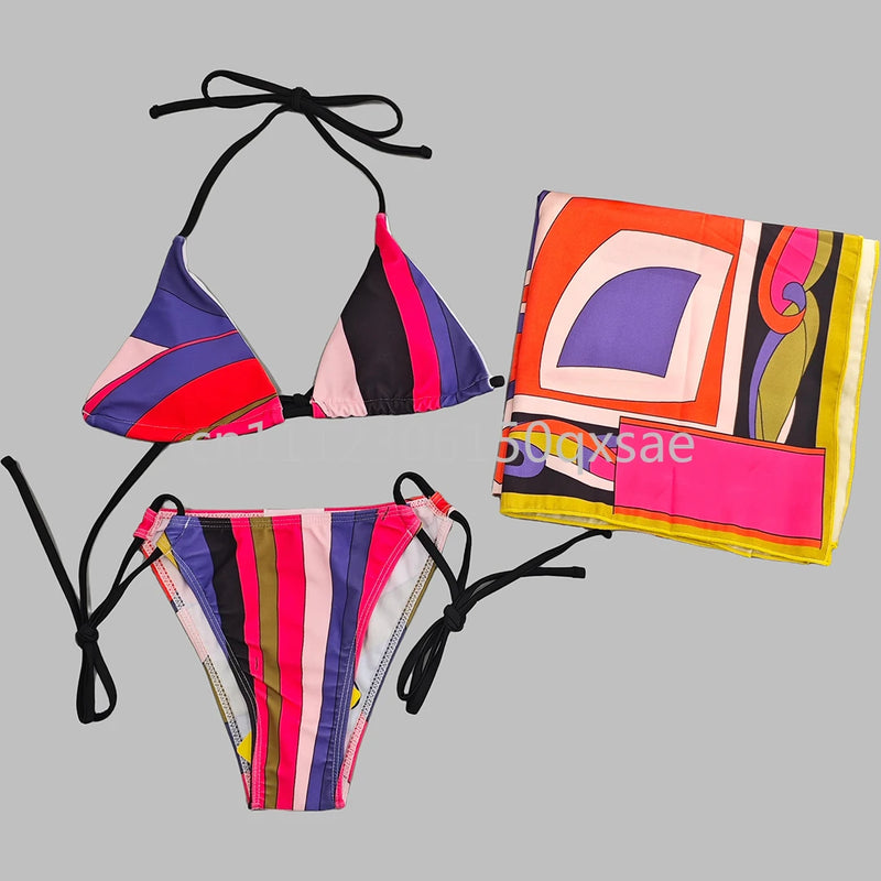Women's Scarf Swimsuits with Letter Signature Logo Lady | SAMAG