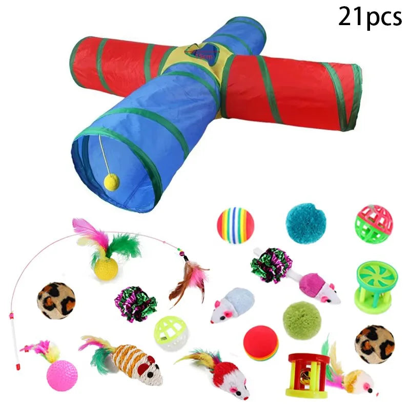 Cat Teaser Wand Toy Self Entertainment Maze Tunnel Collapsible Drill Channel Interactive Play Toy For Indoor Kitten Cat Pet