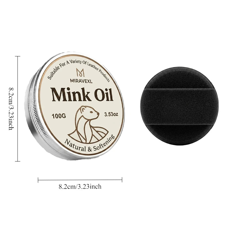 Mink Oil Leather Care Kit with Free Application Sponge - Softens, Protects & Extends Life of Your Favorite Leather Items