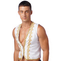 Mens Steampunk Victorian Vest Gothic Vintage Gold Trims Embroidery Medieval Sleeveless Waistcoat Jacket Vest Halloween Costumes