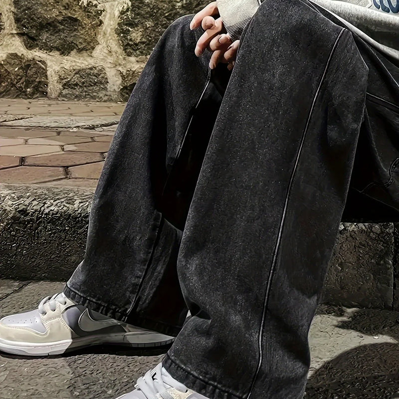 Men's Regular Fit Multi-Pocket Jeans Street Style Cotton | SAMAG