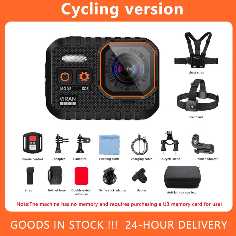 VIRAN SC002 Action Camera 4K With Remote Control Screen Waterproof Sport Camera Drive Recorder Sports Camera Helmet Action Cam