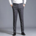 2026 Men's Blue Vertical Striped Suit Pants, Black Business Casual Trousers, Asian Sizes 28-40, Burgundy and Gray Plaid Pant.