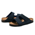 Classic Men Leather Cork Sandals Slippers Luxury Brand Design Buckle Strap Flat Sandals Slippers Shoes