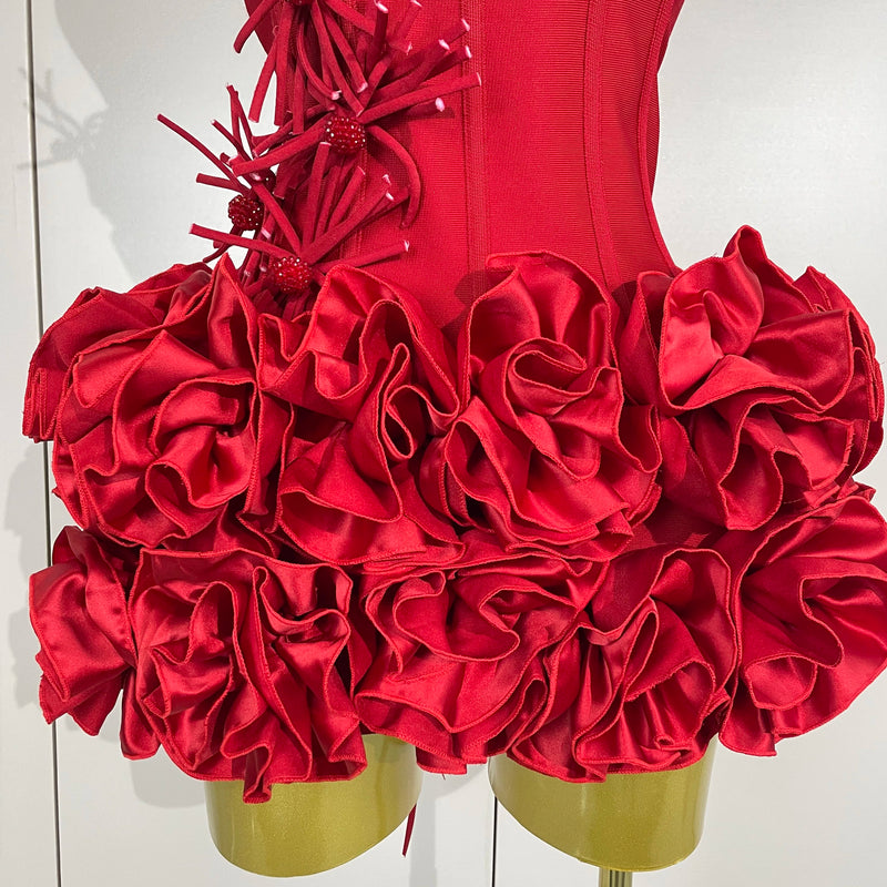 Sexy Halter Prom Gown Celebrity Club Two Piece Set Cocktail Elegant Women Fashion Luxury Birthday Party Red Black Bandage Outfit