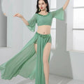 Women Girls Belly Dance Costume Set 2 Piece Half Sleeve Top Long Tassel Skirt Professional Bellydance Training Performance Wear