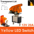 Auto Car Boat Truck Illuminated Led Toggle Switch ON OFF With Safety Aircraft Flip Up Cover Guard 12V20A Transparent