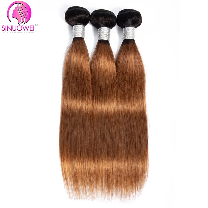 1B/30 Ombre Bone Straight Human Hair Bundles Brazilian Remy Human Hair Weave Extensions 2 Tone Brown Colored Bundles Human Hair