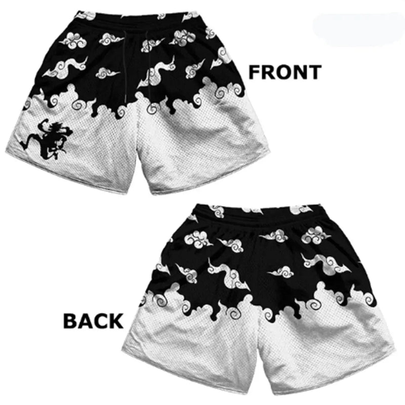 Anime Men's Gym Shorts 3D Printed Shorts Quick Dry Mesh Casual Board Shorts for Summer to Jogging Fitness Basketball