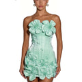 FATAPAESE 3D Flowers Corset Short Evening Dresses Luxury | SAMAG