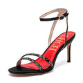 CHCH Women's Strap High Heels Summer Satin Open Toe Ankle Strap Sandals 8cm