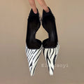 Pump Women's Pointed Zebra Print High Heels Office Shoes Spring Shallow Mouth Stiletto High Heels Single Shoes Commuter Shoes
