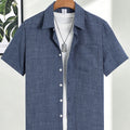 Men's Casual Linen Short Sleeve Shirts Drip Outfits Man | SAMAG