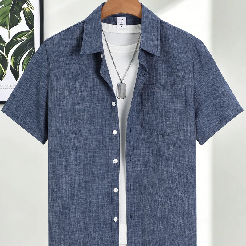 Men's Casual Linen Short Sleeve Shirts Drip Outfits Man | SAMAG