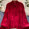 SINGREINY Autumn 3D Floral Chiffon Blouse Ruffle Full - View 2 | SAMAG