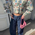 Casual Print Mini Skirts Sets Women O Neck Long Sleeves Single Breasted High Waist Loose Suits Female 2026 Autumn New Chic Set