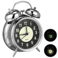 4 Inch Super Loud Alarm Clock for Heavy Sleepers Metal Retro Twin Bell with Backlight Quartz Analog Clock for Bedroom Bedsides