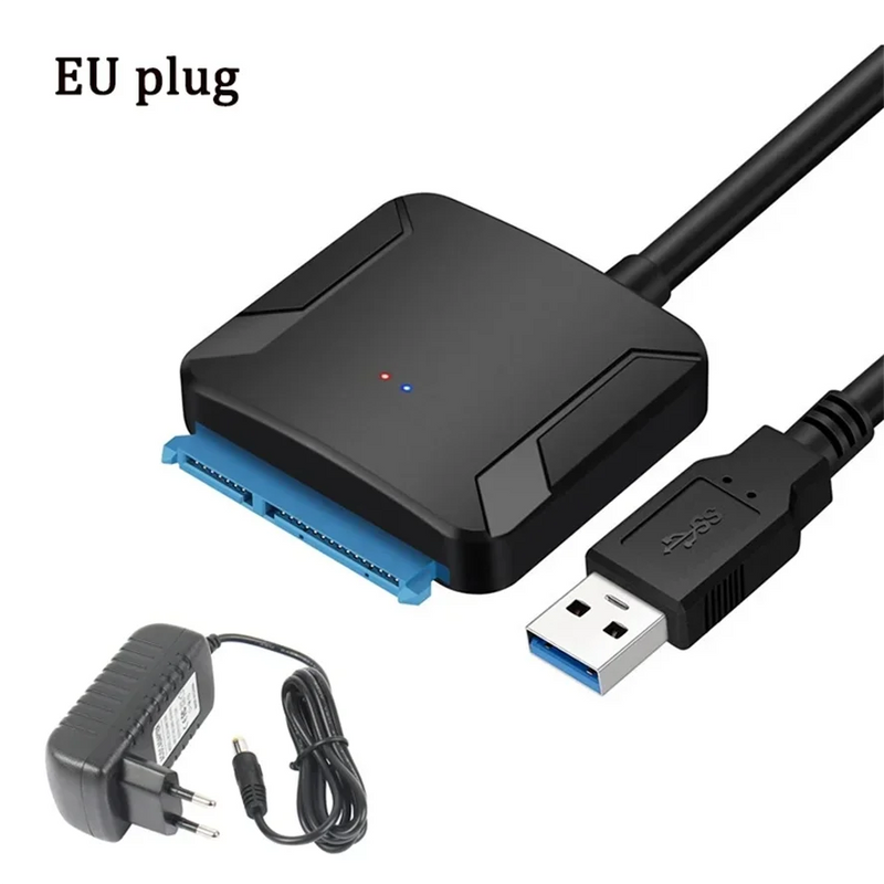 USB 3.0 to SATA Cable SATA III Hard Drive Adapter Converter for 2.5" 3.5" SSD HDD Hard Drive Disk with 12V/2A Power Adapter