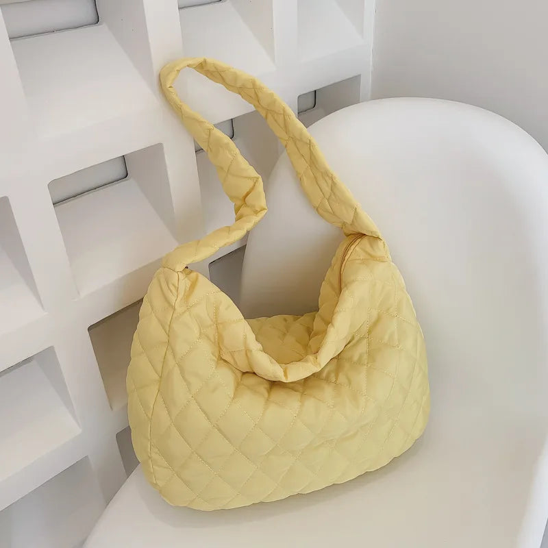 Women's Vintage Nylon Shoulder Underarm Bag Female Casual Waterproof Crossbody Hobo Bags For Lady Quilted Large Capacity Handbag