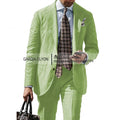 2025 New Casual Men's Suit Jacket Summer Spring Blazer Two Bottom Breathable Cotton Linen Coat 2 Pieces( Jacket+Pants )