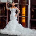 Ruffled African Wedding Dresses Black Girls Mermaid Long - View 4 | SAMAG