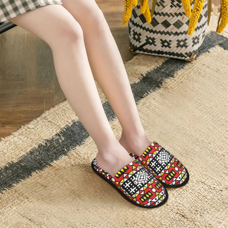 Custom Kizomba Samakaka Ankara Print Soft Memory Foam House Slippers Women African Wax Design Comfy Warm Anti-skid Sole Slipper