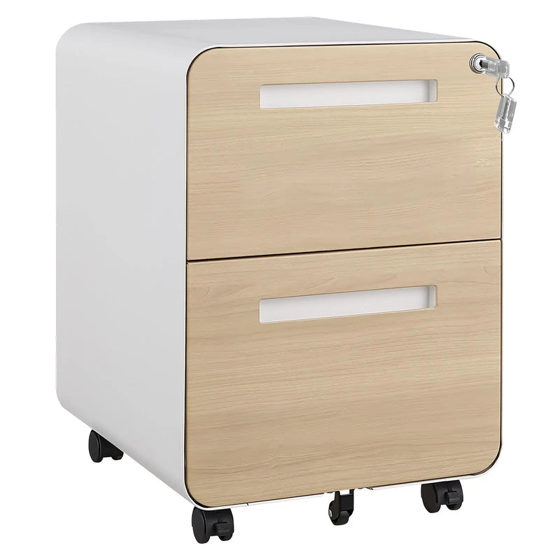 2 Drawer Mobile File Cabinet With Lock Under Desk Metal Rolling Filing Cabinets For Home Office Letters Legal A4 Fully Assembled